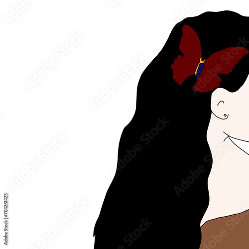 A teenage girl wearing butterfly clip