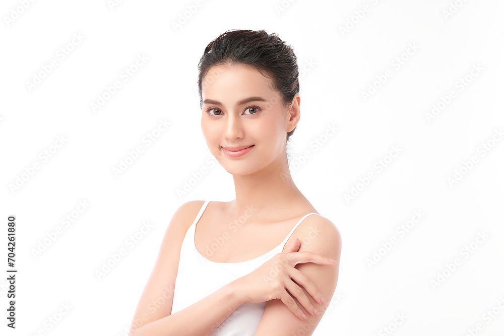 Beautiful young asian woman with clean fresh skin on white background, Face care, Facial treatment, Cosmetology, beauty and spa, Asian women portrait. Beautiful young asian woman with clean fresh skin on white background, Face care, Facial treatment, Cosmetology, beauty and spa, Asian women portrait.