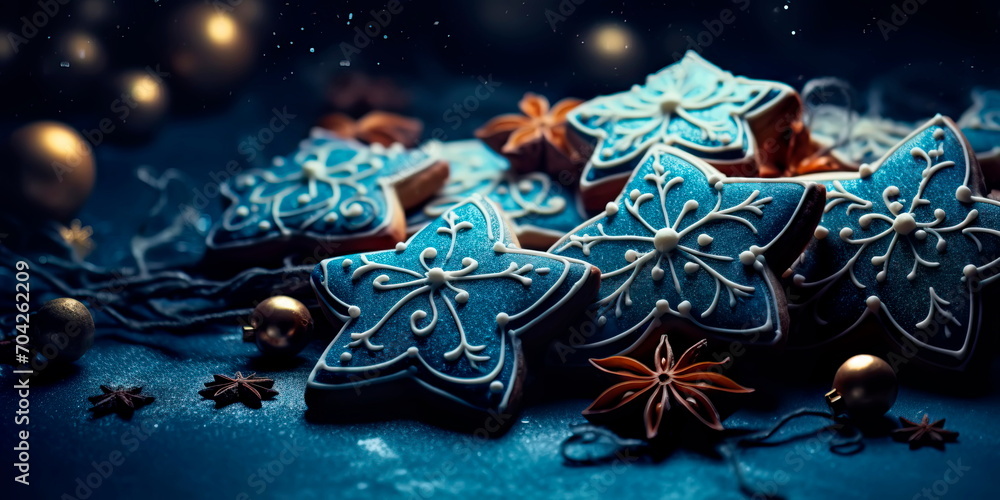 Christmas cookies adorned with festive icing and decorations