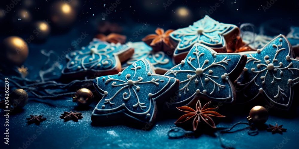 Christmas cookies adorned with festive icing and decorations Christmas cookies adorned with festive icing and decorations