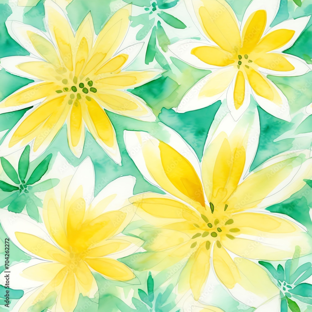 Obraz premium Yellow Green Relaxed Abstract Watercolor Flower