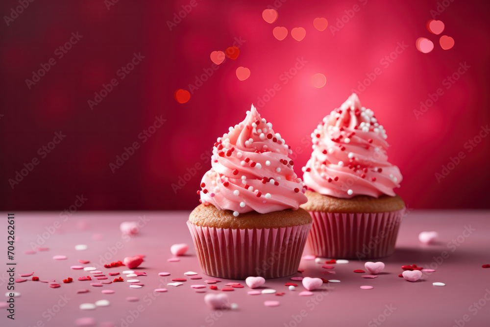 Valentine's Cupcake Bliss, Love-themed Delights - Irresistible treats in a sweet, themed banner.