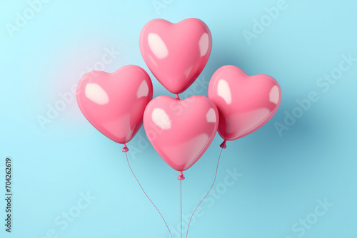 Balloons of Love, Heart-Shaped Bunch Soars on a Clear Background - A Festive Display of Affection. © pkproject