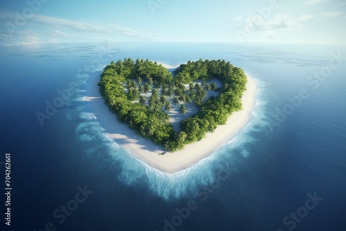Tropical Island in the Shape of a Love Heart © Muneeb