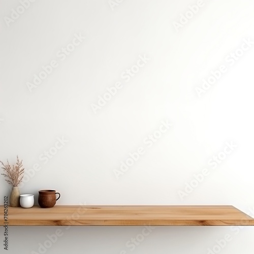 Minimalist Still Life with a Wooden Shelf