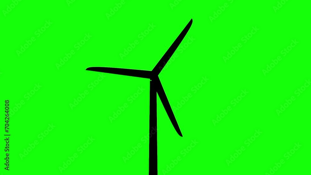 Animation of turbine tower silhouette with green screen background. The propeller rotates. Windmill energy power industry. Alternative energy. Animation of turbine tower silhouette with green screen background. The propeller rotates. Windmill energy power industry. Alternative energy.