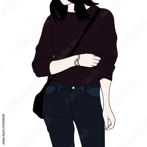 A teenage girl in casual dress