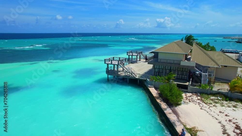 Huraa Island - Maldives - Aerial view and flight along the shore