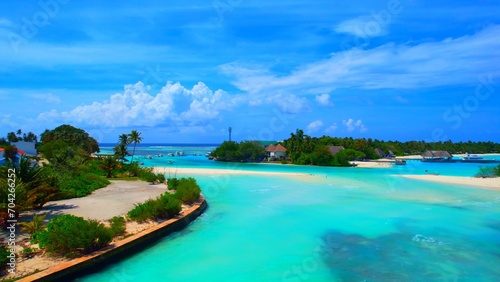 Kuda Huraa Island - Maldives - Aerial view of the beautiful island world