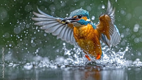 A kingfisher in action, snaring its prey...