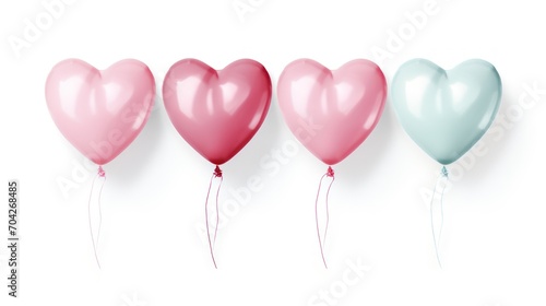  a row of balloons in the shape of heart shaped balloons with a string attached to the end of each balloon.