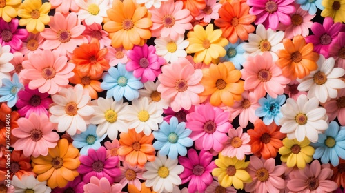  a close up of a bunch of flowers with many different colors of flowers in the middle of the flower petals. © Jevjenijs