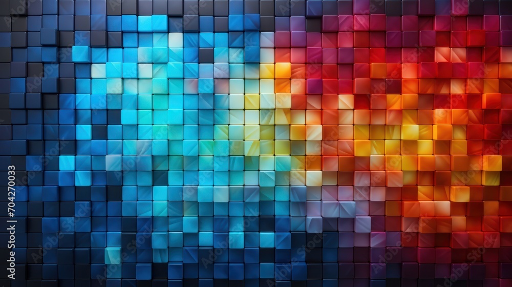  a multicolored background with squares of different sizes and colors that appear to have been made of glass tiles.
