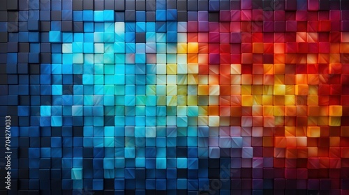 a multicolored background with squares of different sizes and colors that appear to have been made of glass tiles. photo
