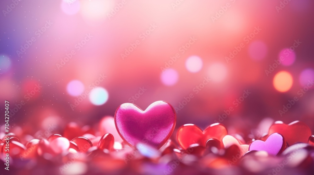 a pink heart sitting on top of a pile of red and pink heart shaped confetti on top of a table. a pink heart sitting on top of a pile of red and pink heart shaped confetti on top of a table.