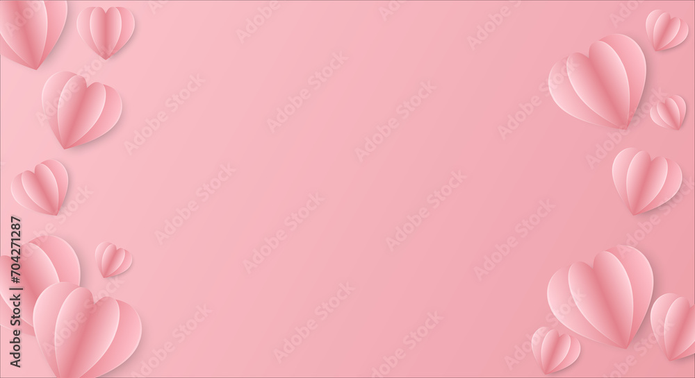 3D pink heart on pink background