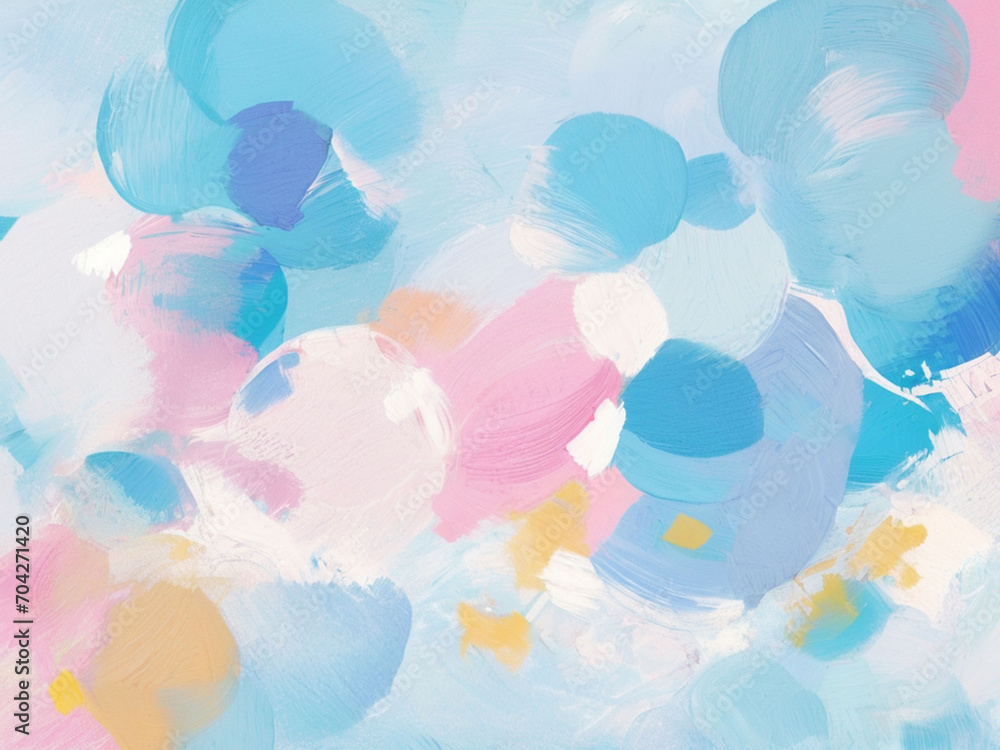 Abstract watercolor painted background. Blue, pink and white colors.