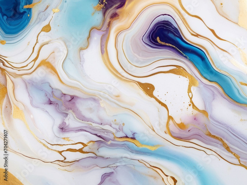 Marble abstract acrylic background. Agate ripple pattern. Gold powder.