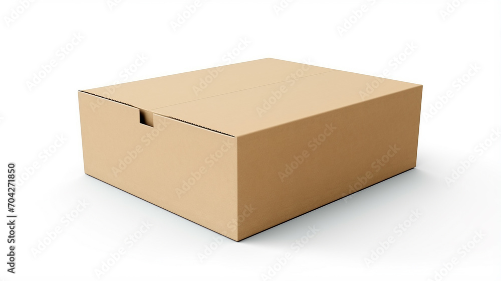 blank cardboard box open with cover lid isolated on white background
