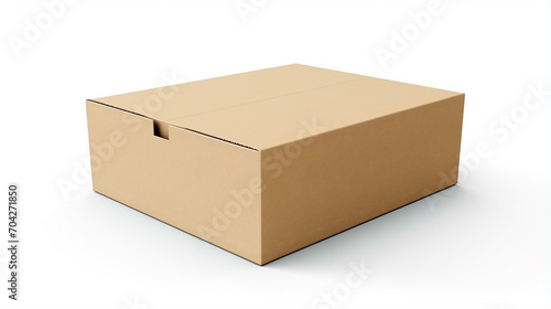 blank cardboard box open with cover lid isolated on white background
