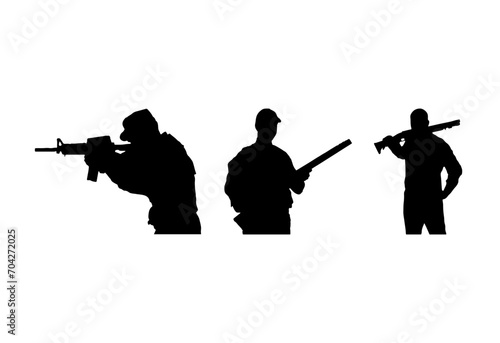 high quality detailed silhouettes, man with gun silhouettes