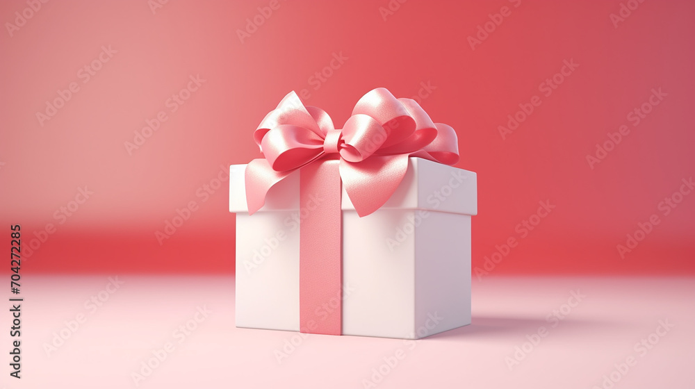 blank open white gift box with red ribbons isolated on pink background blank open white gift box with red ribbons isolated on pink background