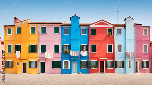 Colorful houses in Burano island near Venice Italy © Affia