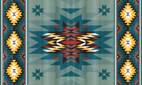 American ethnic native pattern.Traditional Navajo,Aztec,Apache,Southwest and Mexican style fabric pattern.Abstract vector motifs pattern.Design for fabric,clothing,blanket,carpet,woven,wrap,decoration