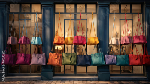 colorful shopping bags dangling photo
