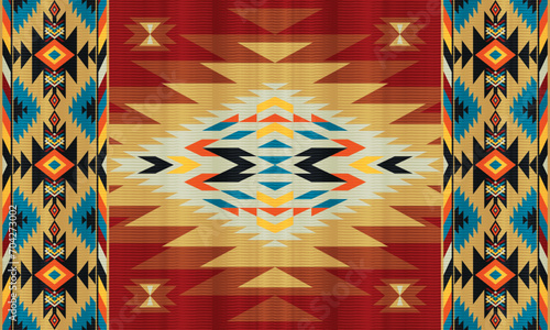 American ethnic native pattern.Traditional Navajo,Aztec,Apache,Southwest and Mexican style fabric pattern.Abstract vector motifs pattern.Design for fabric,clothing,blanket,carpet,woven,wrap,decoration