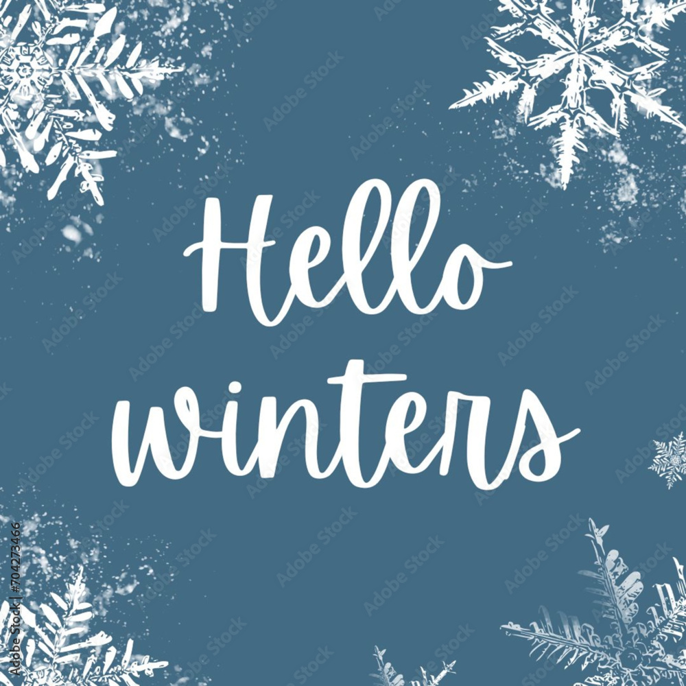 Hello winter, unique hand drawn typography poster. Vector art. Perfect design for posters and banners. Vector Illustration.