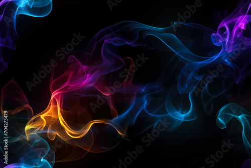 Abstract glowing neon smoke on black background