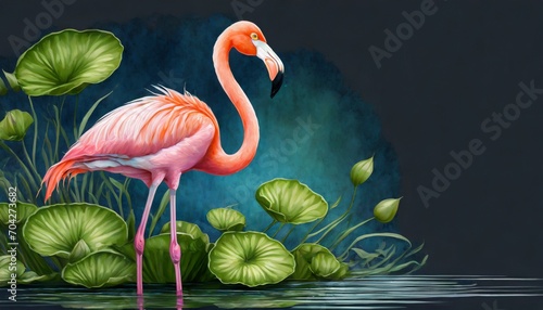flamingo in tropical forest