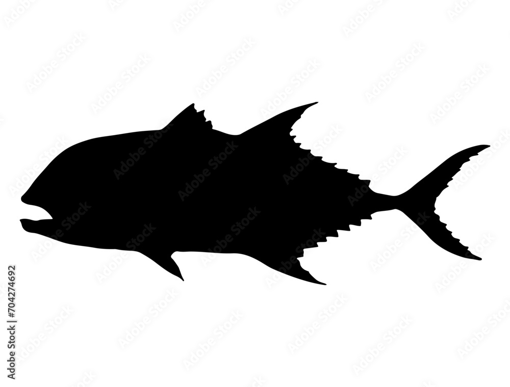 Giant Trevally Fish silhouette vector art white background