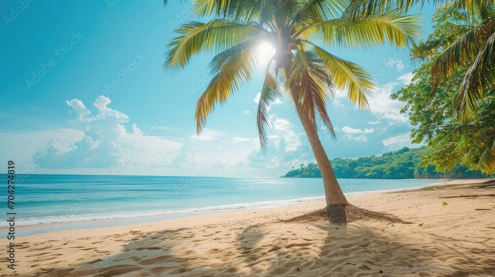 Obraz premium Coconut tree or palm tree on the Beach. 