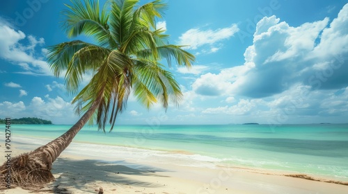 Coconut tree or palm tree on the Beach.  © buraratn