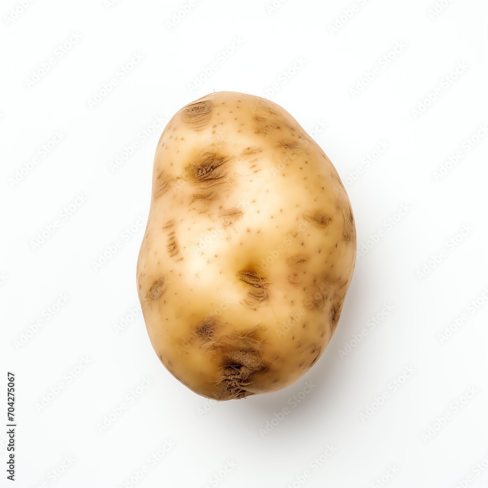 Photograph of potato, top down view, wite background Photograph of potato, top down view, wite background