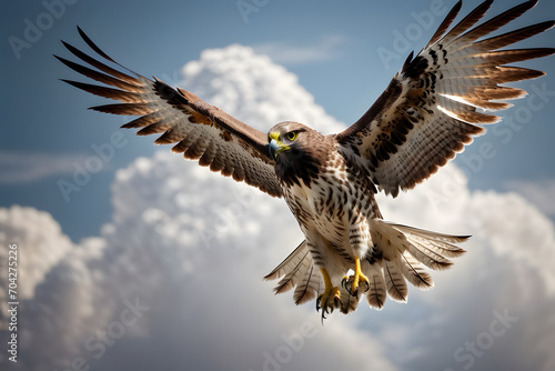 A close up of an elegant hawk flying over the sky