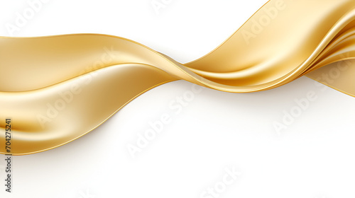 Curled golden ribbon banner with gold border - straight and wavy ends, generative ai photo