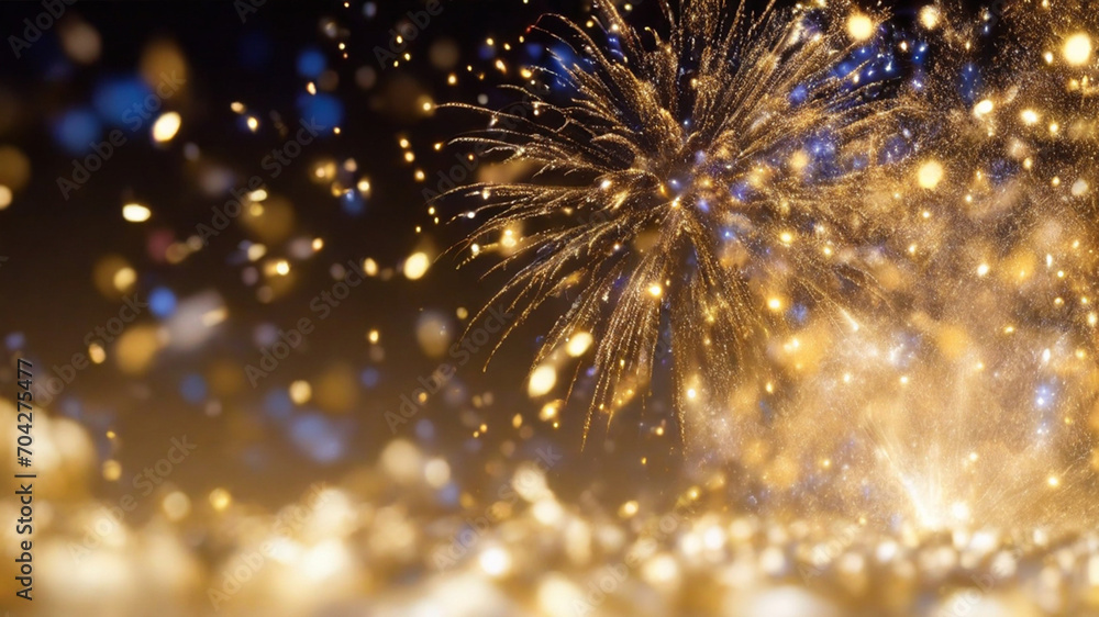 Obraz premium Fireworks and bokeh on abstract background to celebration of holiday place for text