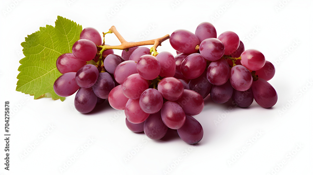 Fototapeta premium bunch of red grapes isolated on white background. generated by AI