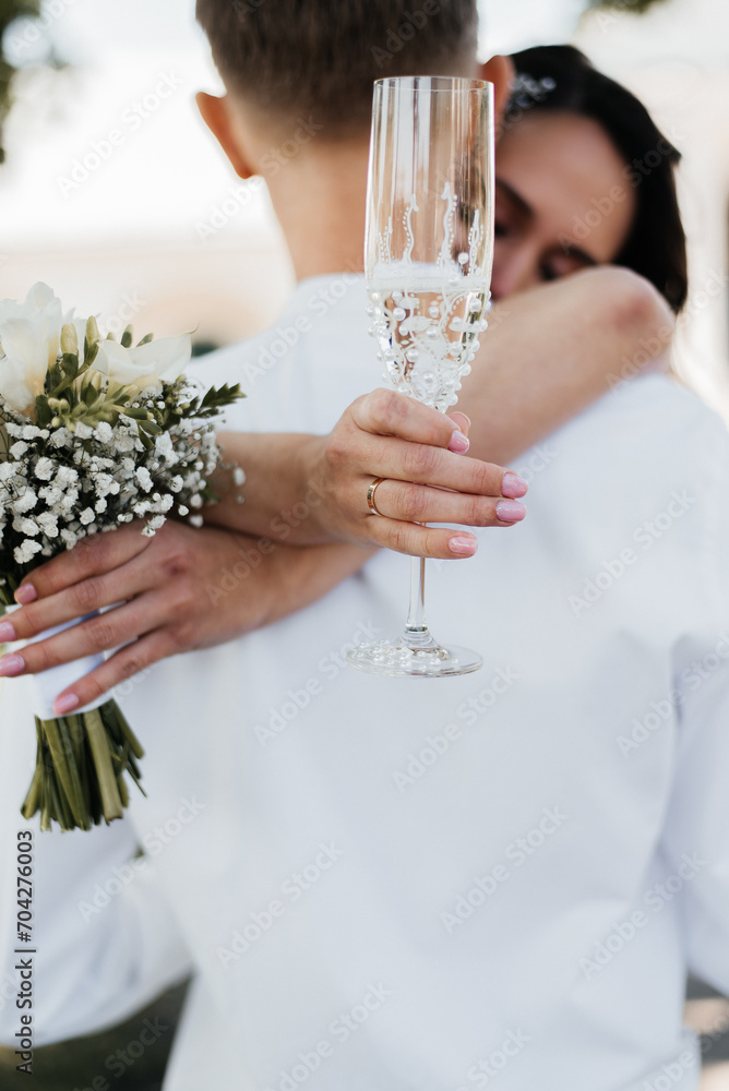 Happy bride and groom after wedding ceremony Happy bride and groom after wedding ceremony
