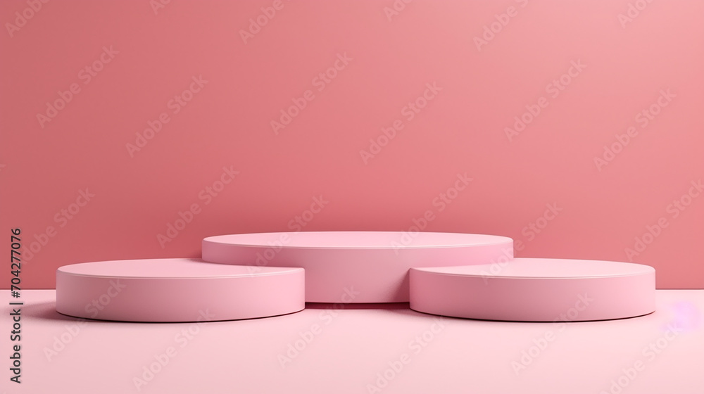 blank pink product podium pedestals isolated on pink background blank pink product podium pedestals isolated on pink background
