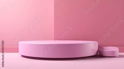 blank pink product podium pedestals isolated on pink background © Aura