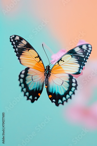 Isolated butterfly on colorful background