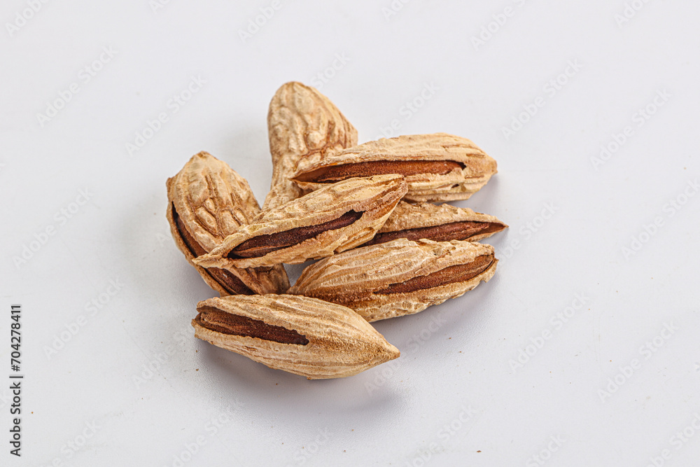 Shelled dry almond nut heap Shelled dry almond nut heap