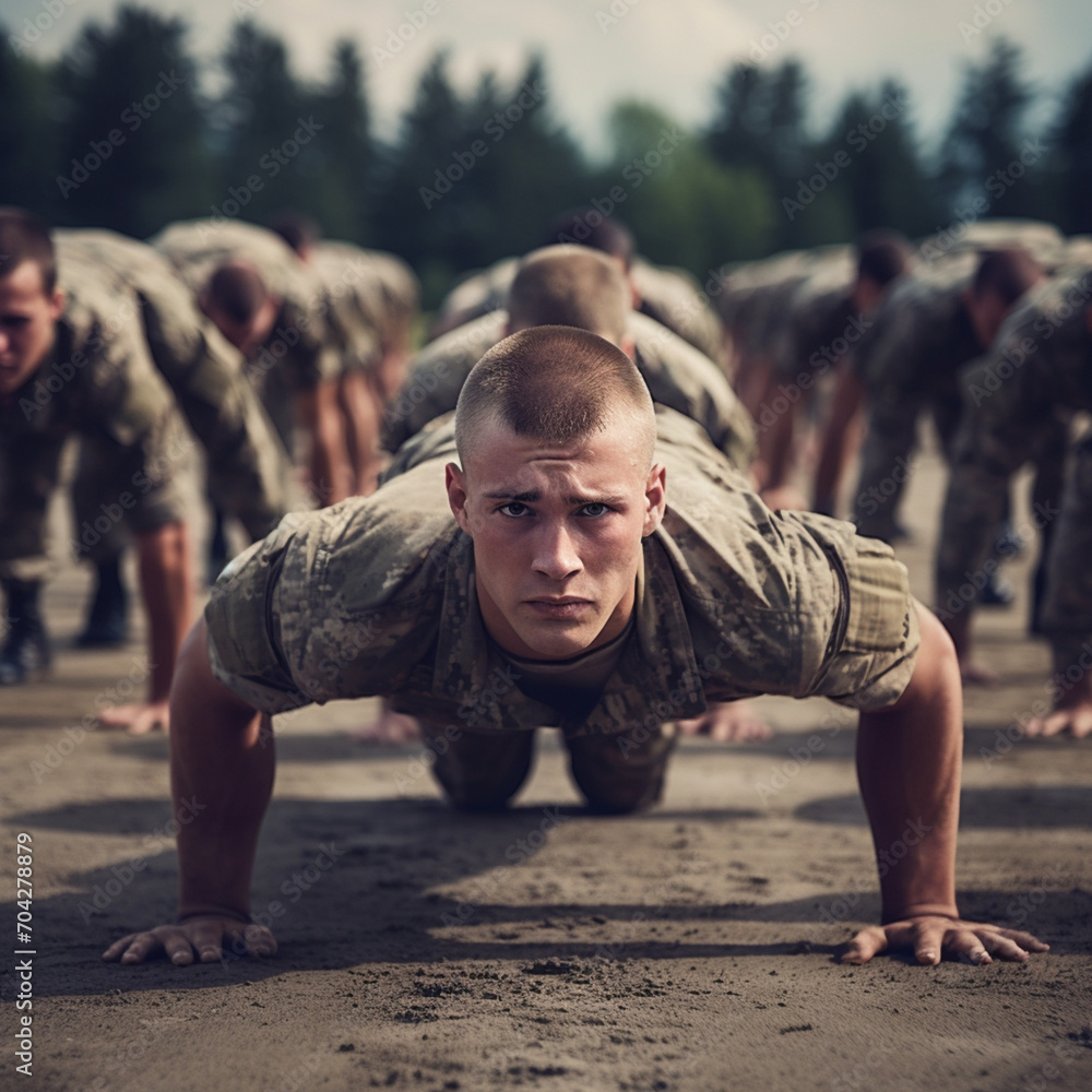 Fototapeta premium Soldiers in military training.