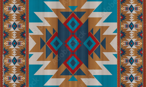 American ethnic native pattern.Traditional Navajo,Aztec,Apache,Southwest and Mexican style fabric pattern.Abstract vector motifs pattern.Design for fabric,clothing,blanket,carpet,woven,wrap,decoration