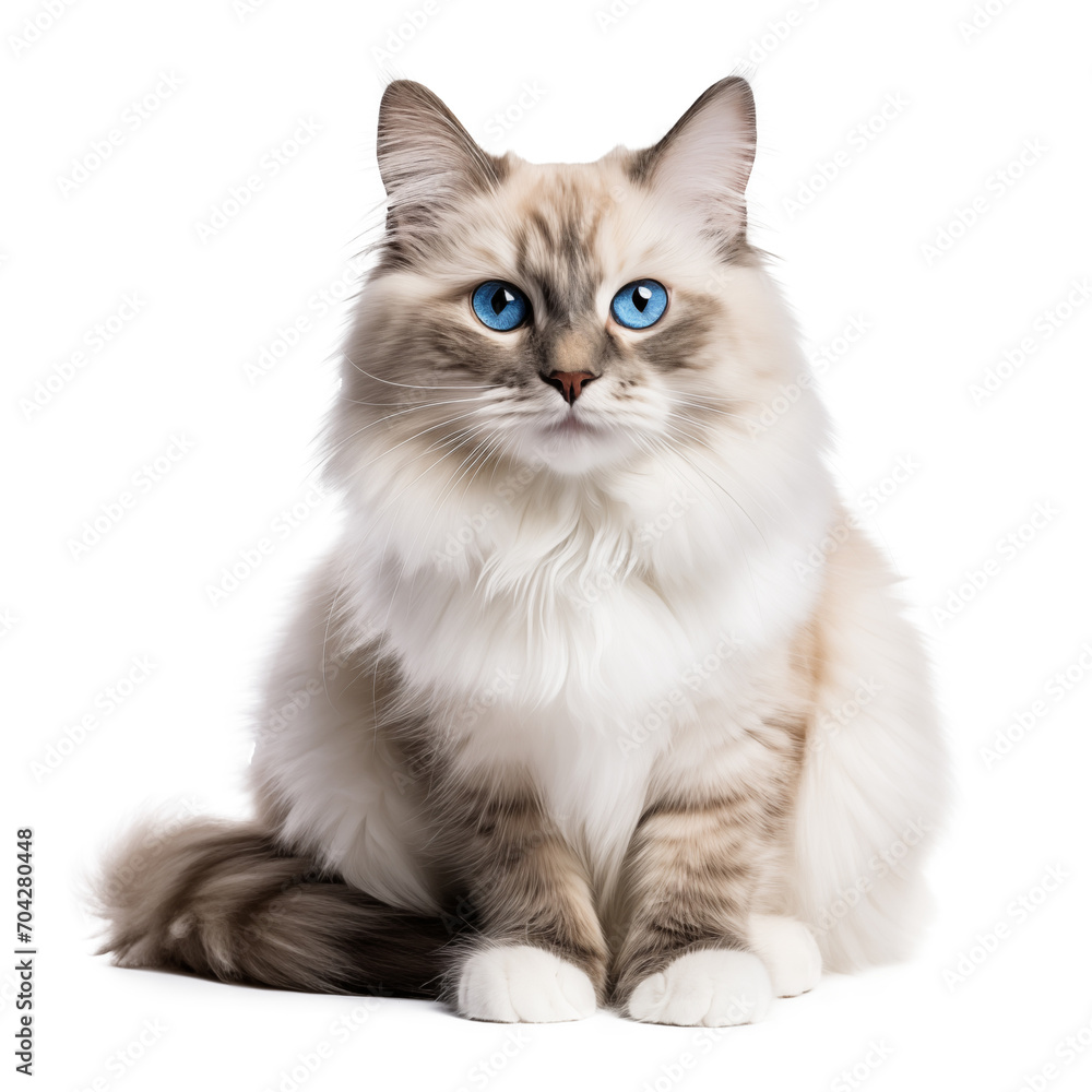 beautiful siamese cat isolated on white background. AI generated content
