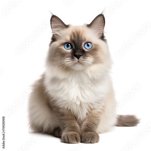 beautiful siamese cat isolated on white background. AI generated content photo